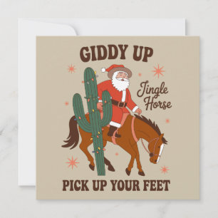 Cowboy Giddy Up Bellen Paard Til Je Voeten Op Feestdagenkaart