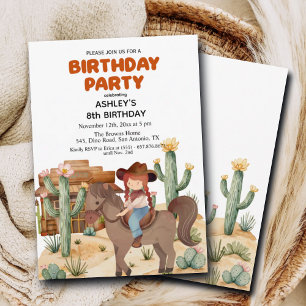 Cowboy Girl op Paard 8e Verjaardagsfeest Kaart