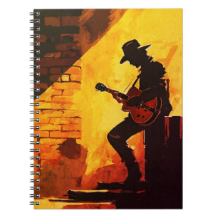 Cowboy Gitarist Wandkunst – Rustische Westerse Muz Notitieboek
