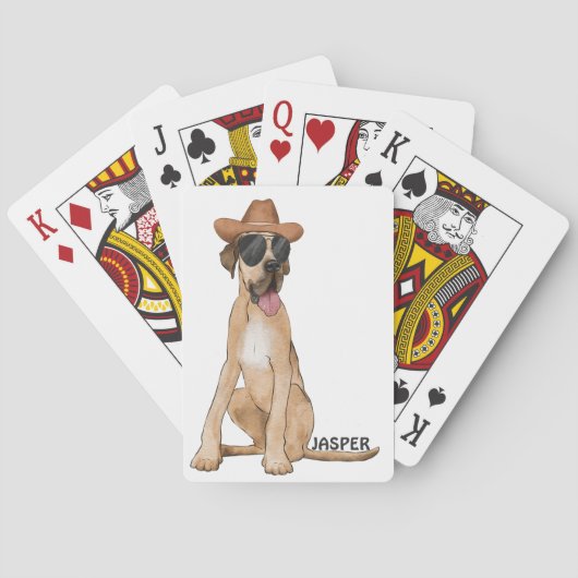 Cowboy Great Dane Dog Pokerkaarten (Achterkant)