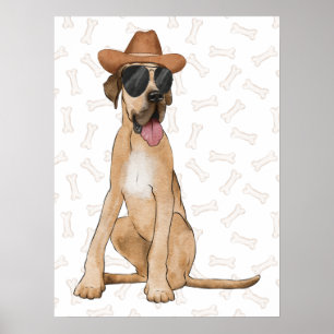 Cowboy Great Dane Dog Poster
