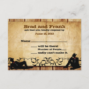 Cowboy Grooms Custom Gay Wedding RSVP-kaarten RSVP Kaartje