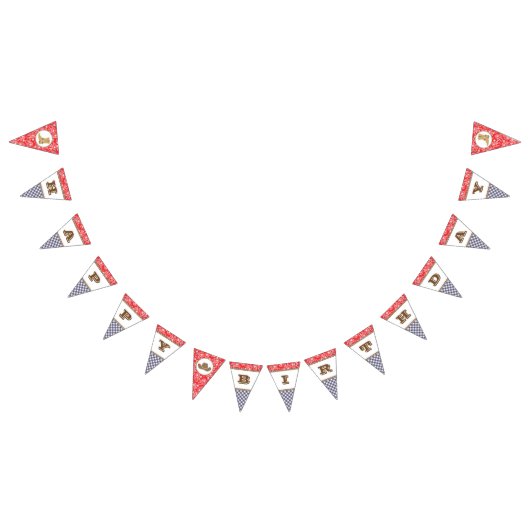 Cowboy Happy Birthday Banner Paisley Gingham (Alle)