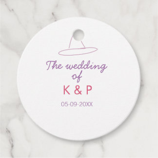 cowboy hat the wedding of couple name date purple  bedankjes labels