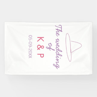 cowboy hat the wedding of couple name date purple  spandoek