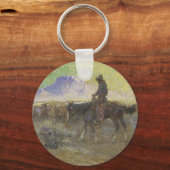 Cowboy Herding Cattle on the Range by Lon Megargee Sleutelhanger (Voorkant)