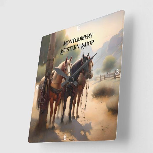 Cowboy Herding van runderen te paard Vierkante Klok (Hoek)