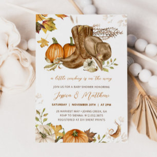 Cowboy Herfst Pumpkin Een kleine Cowboy Baby showe Kaart
