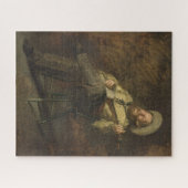 Cowboy Het spelen van de banjo en het zingen van c Legpuzzel (Horizontaal)