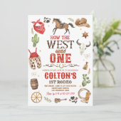 Cowboy Hoe het Westen was een 1e Rodeo verjaardag Kaart (Staand voorkant)