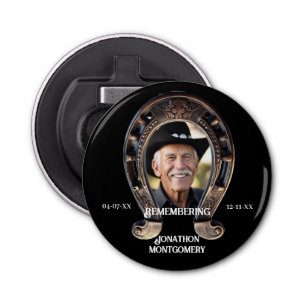 Cowboy Hoefijzer Memorial Button Flesopener