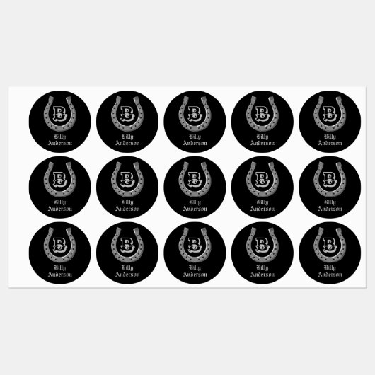 Cowboy Hoefijzer Personalized Monogram Labels (Vel)
