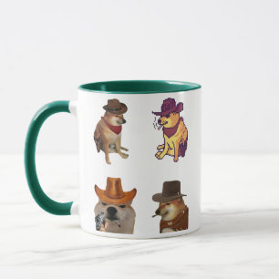 Cowboy Hond Meme Set Grappige Doge Met Pistool Mok