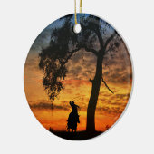 Cowboy Horse and Oak Tree Steer Roping Keramisch Ornament (Links)