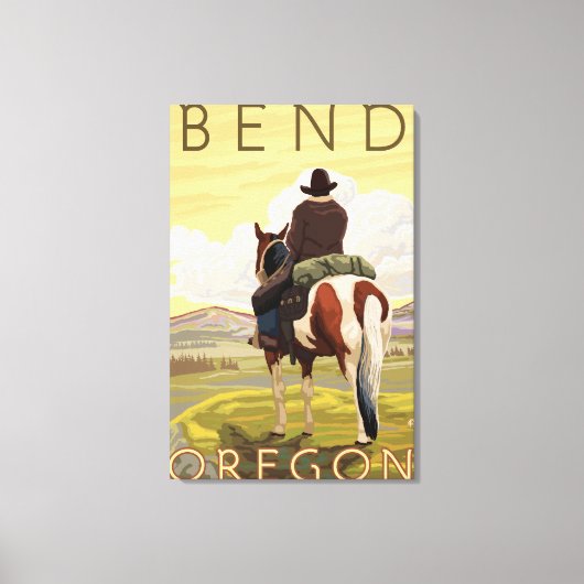 Cowboy & Horse - Bend, Oregon Canvas Afdruk (Voorkant)