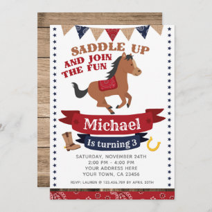 Cowboy, Horse Birthday Invitation