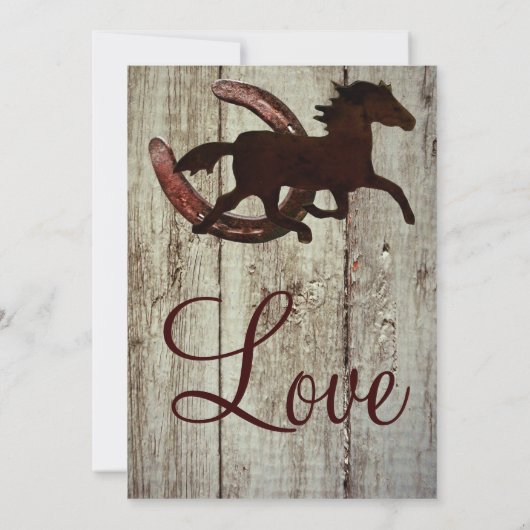 Cowboy Horse Hoefijzer Country Wedding Invitations Kaart (Achterkant)