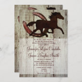 Cowboy Horse Hoefijzer Country Wedding Invitations Kaart (Voorkant / Achterkant)