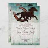 Cowboy Horse Hoefijzer Country Wedding Invitations Kaart (Voorkant / Achterkant)