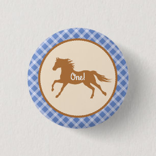 Cowboy Horse Pony Cute 1st Birthday Party Thema Ronde Button 3,2 Cm