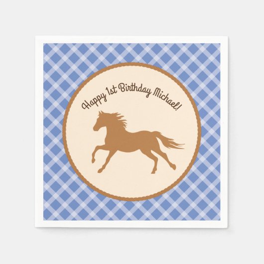 Cowboy Horse Pony Cute 1st Birthday Party Thema Servet (Voorkant)