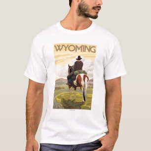 Cowboy & Horse WyomingVintage Travel Poster T-shirt