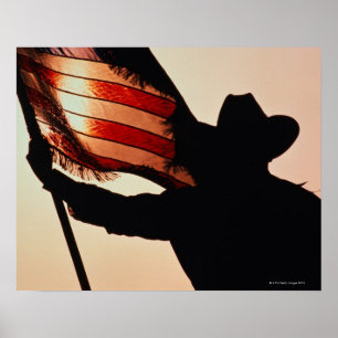 Cowboy houdster met sterren en strepen, silhouette poster