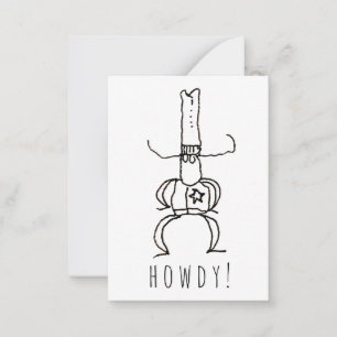 Cowboy Howdy Cartoon Tekening Doodle Notitiekaartje