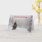 Cowboy in de Snow Ranch-kerstkaarten Kaart (Gele Bloem)