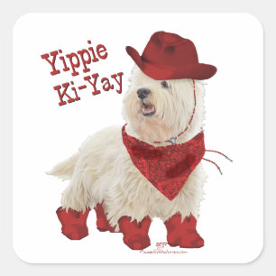 Cowboy in Laarzen Vierkante Sticker