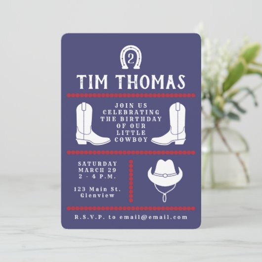 Cowboy Invitation Kaart (Staand voorkant)