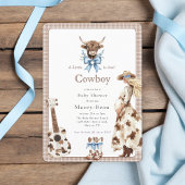  Cowboy is due Baby Shower Qr code invite  Kaart