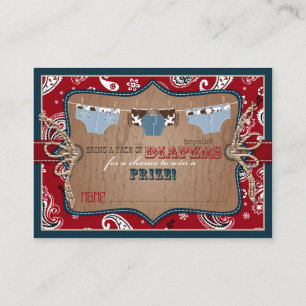 Cowboy jeans en goedkope luier Raffle Ticket Informatiekaartje