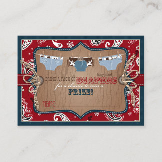 Cowboy jeans en goedkope luier Raffle Ticket Informatiekaartje