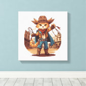Cowboy Kat Canvas Afdruk (Insitu (Houten vloer))