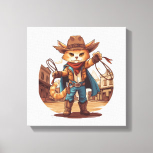 Cowboy Kat Canvas Afdruk