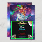 Cowboy kat en haai Galatic Grappig Uitnodiging (Voorkant / Achterkant)