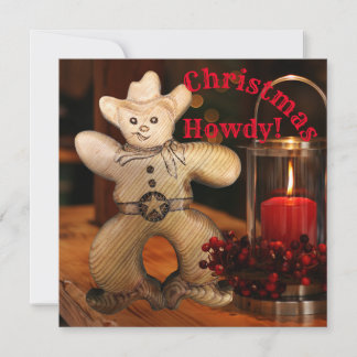 Cowboy Kerst Gingerbread Man Vakantie Kaart