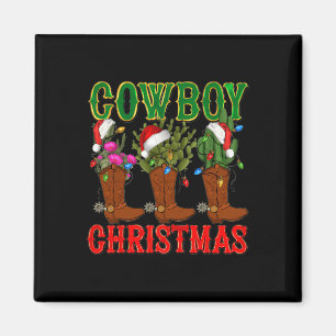 Cowboy Kerstlaarzen en Cactus Xmas PJS Mannen WOM Magneet