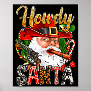 Cowboy Kerstman Howdy Kerstmis Western Country Poster
