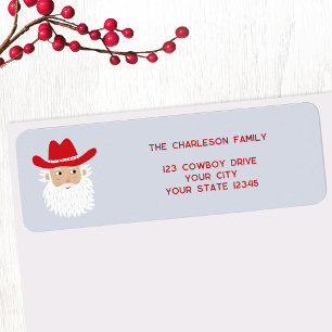 Cowboy Kerstman Kerst Retouradres Etiket