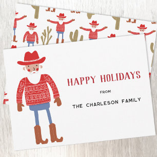 Cowboy Kerstman Kerstmis Feestdagenkaart