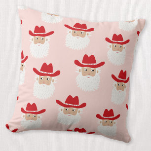 Cowboy Kerstman Western Kerst Roze Kussen