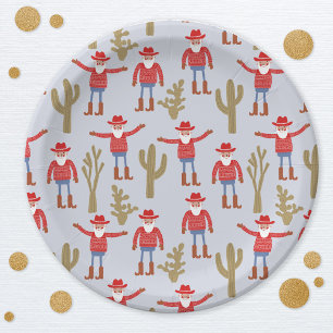 Cowboy Kerstman Western Kerstmis Papieren Bordje