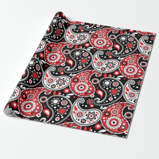 Cowboy kerstrode paisley Land Western Cadeaupapier (Uitgerold)