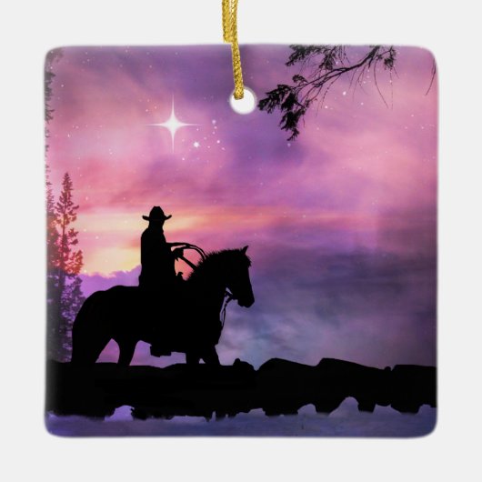 Cowboy-kerstversiering Keramisch Ornament (Voorkant)