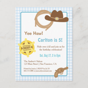 Cowboy Kids Westerse Verjaardagsfeest Uitnodiginge Kaart