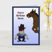 Cowboy Kind - aangepaste vogeldagkaart Kaart (Gele Bloem)