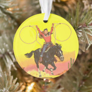 Cowboy-Kind op paarden met spoelen in S.W.-scène Ornament