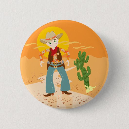Cowboy kind ronde button 5,7 cm (Voorkant)